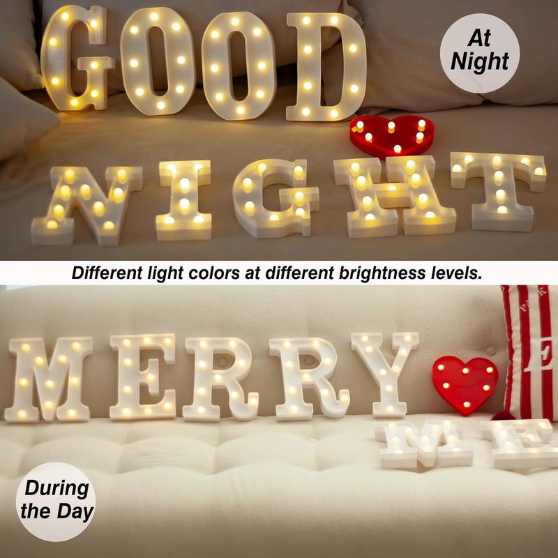 SKYPHAROS LED Marquee Letters, White 26 Alphabet Light Up Letters, Battery Powered LED Letter Lights for Birthday Party, Christmas Night, Home, Bar, Graduation, Wedding Decoration(P) - Image 5